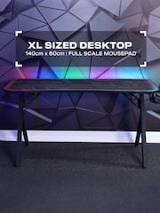 X Rocker Black XL Lumio Gaming Desk With 3 Sided App Controlled Lighting - Image 2 of 6