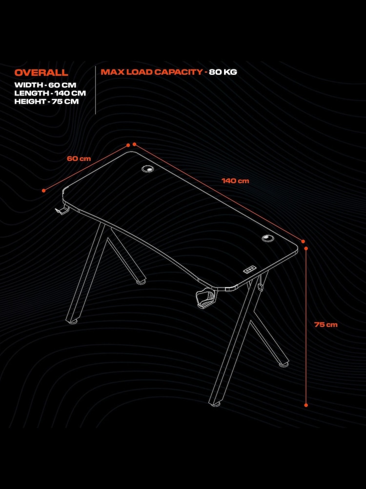 X Rocker Black XL Lumio Gaming Desk With 3 Sided App Controlled Lighting - Image 6 of 6