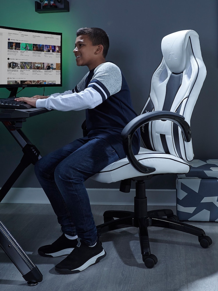 X Rocker White Maverick Height Adjustable Office Gaming Chair With Natural Lumbar Support - Image 2 of 6