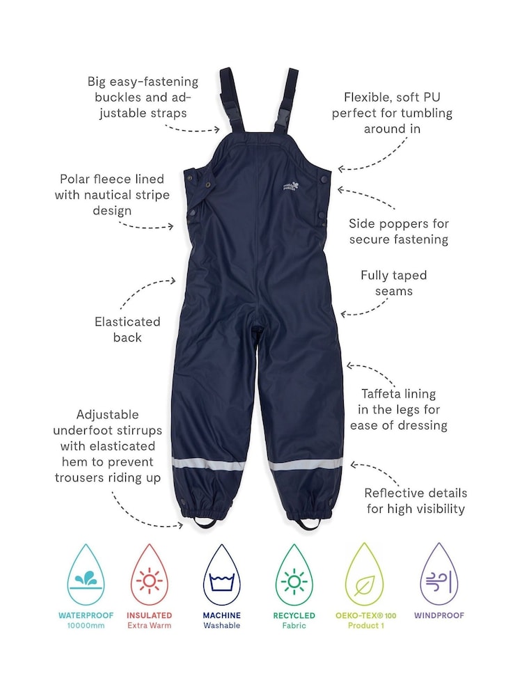 Muddy Puddles Blue Waterproof Insulated Puddleflex Dungarees - Image 7 of 7 Muddy Puddles Blue Waterproof Insulated Puddleflex Dungarees - Image 7 of 7