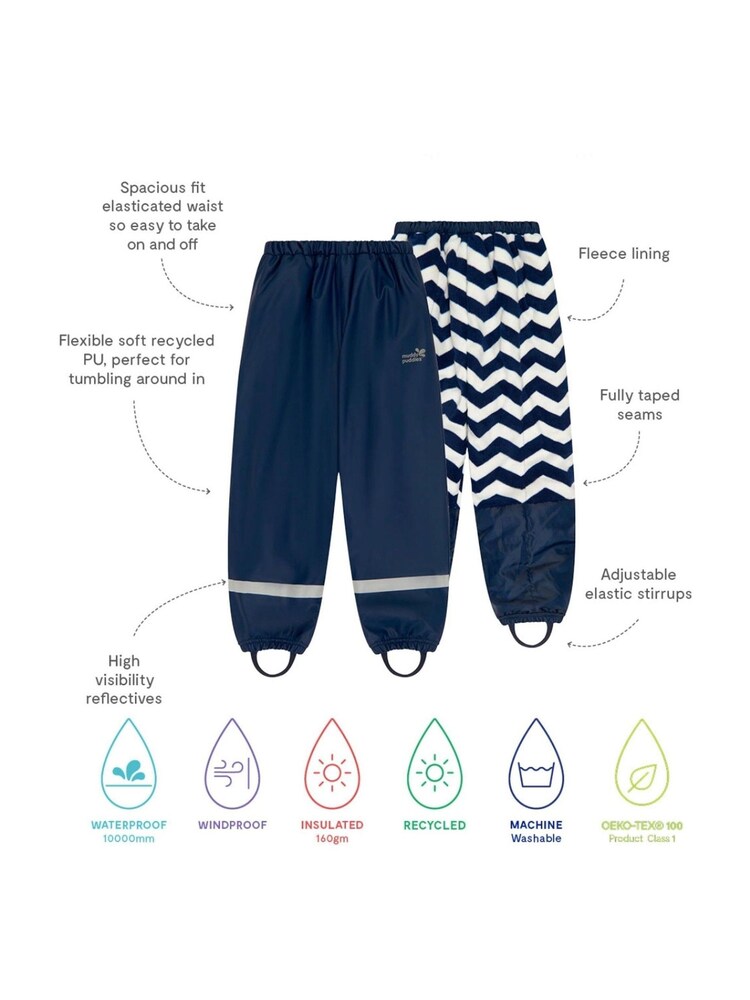 Muddy Puddles Blue Waterproof Insulated Puddleflex Trousers - Image 3 of 3 Muddy Puddles Blue Waterproof Insulated Puddleflex Trousers - Image 3 of 3