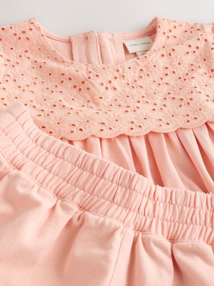 Laura Ashley Orange Broderie Anglaise Frill Top and Shorts Set - Image 10 of 10