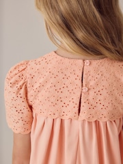 Laura Ashley Orange Broderie Anglaise Frill Top and Shorts Set - Image 5 of 10