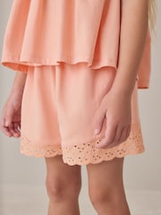 Laura Ashley Orange Broderie Anglaise Frill Top and Shorts Set - Image 6 of 10