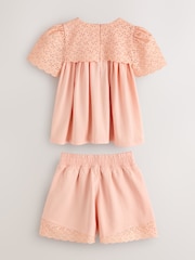 Laura Ashley Orange Broderie Anglaise Frill Top and Shorts Set - Image 8 of 10