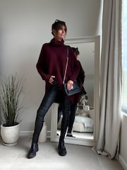Style Cheat Rosewood Burgundy Longer Length Hope Knitted Jumper Dress - Image 3 of 5