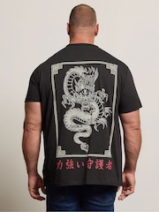 BadRhino Big & Tall Black Japanese Dragon Print T-Shirt - Image 3 of 7