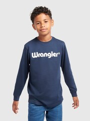 Wrangler Blue Long Sleeve Tubular Cotton T-Shirt - Image 1 of 8