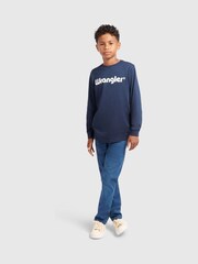 Wrangler Blue Long Sleeve Tubular Cotton T-Shirt - Image 3 of 8