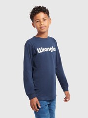 Wrangler Blue Long Sleeve Tubular Cotton T-Shirt - Image 4 of 8