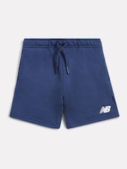 New Balance Blue Kids Brush Back Stacked Logo Shorts - Image 1 of 3