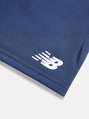 New Balance Blue Kids Brush Back Stacked Logo Shorts - Image 3 of 3
