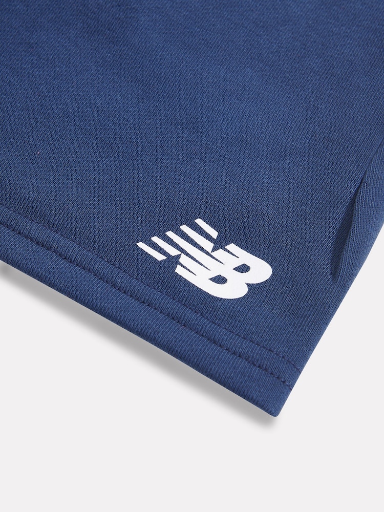 New Balance Blue Kids Brush Back Stacked Logo Shorts - Image 3 of 3