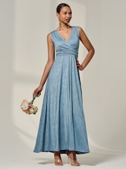 Vestido longo de jersey com corpete envolvente Jolie Moi - Imagem 4 de 6