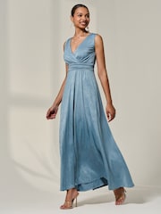 Vestido longo de jersey com corpete envolvente Jolie Moi - Imagem 5 de 6