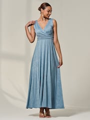 Vestido longo de jersey com corpete envolvente Jolie Moi - Imagem 6 de 6