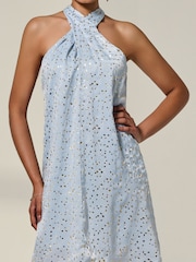 Jolie Moi Blue Twist Halter Neck Mini Dress - Image 3 of 6