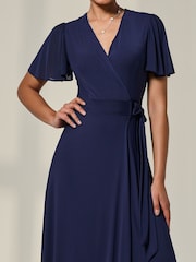 Jolie Moi Angel Sleeve Wrapped Mesh Maxi Dress - Bild 3 von 6