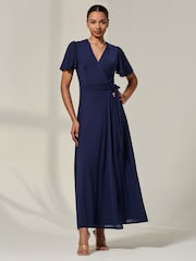 Jolie Moi Angel Sleeve Wrapped Mesh Maxi Dress - Bild 6 von 6