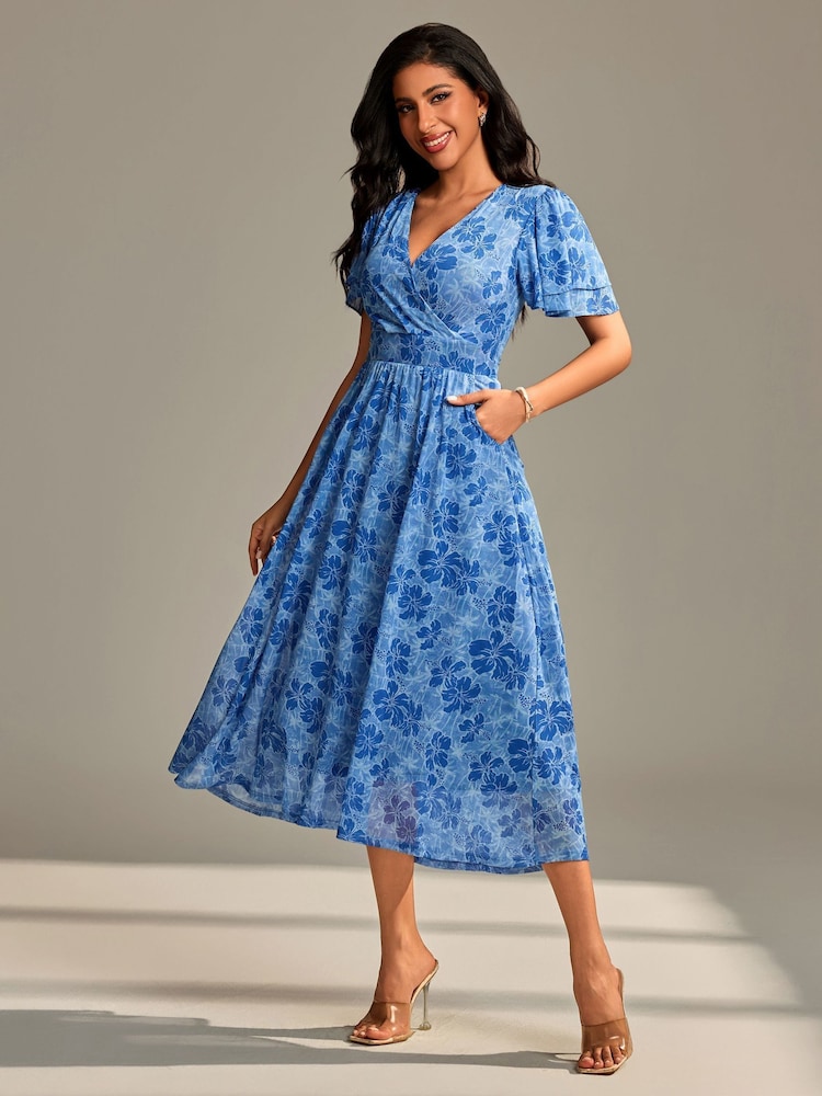 Vestido longo de malha com mangas esvoaçantes Jolie Moi - Imagem 1 de 6
