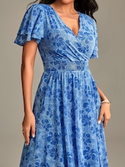 Vestido longo de malha com mangas esvoaçantes Jolie Moi - Imagem 3 de 6
