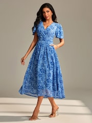 Vestido longo de malha com mangas esvoaçantes Jolie Moi - Imagem 4 de 6