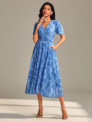 Vestido longo de malha com mangas esvoaçantes Jolie Moi - Imagem 5 de 6