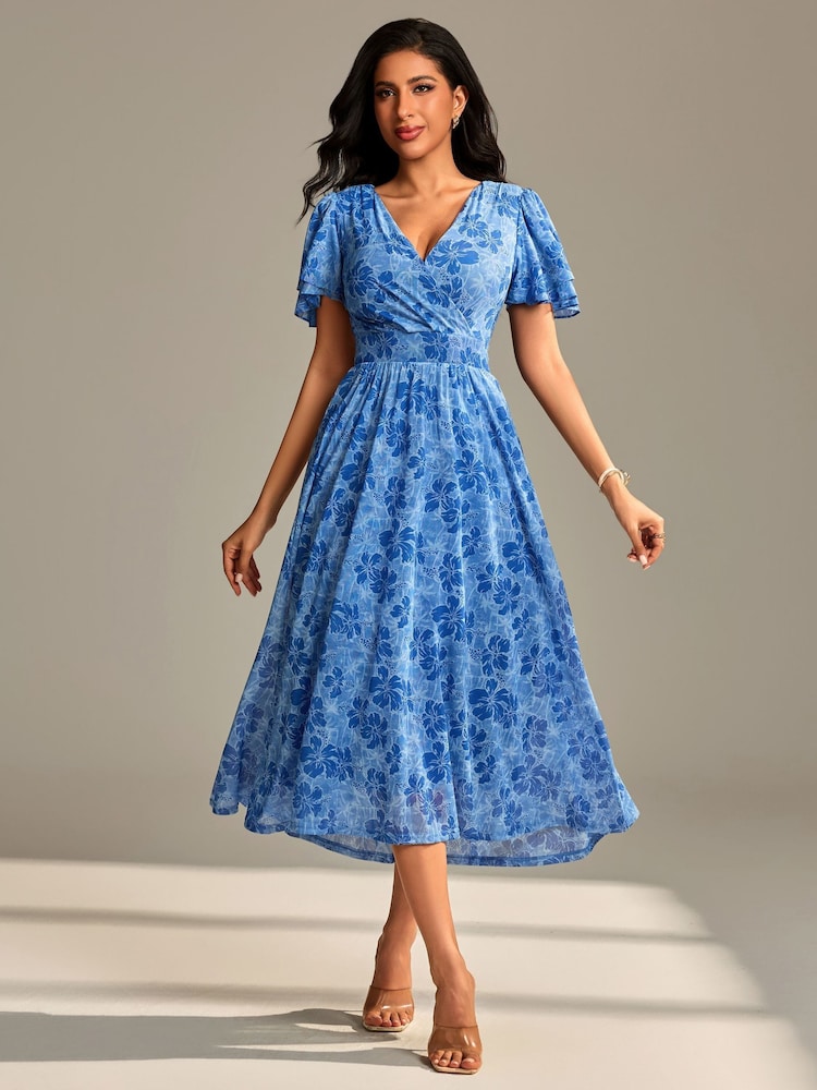 Vestido longo de malha com mangas esvoaçantes Jolie Moi - Imagem 6 de 6