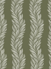 Laura Ashley Olive Green Caulderton Leaves 10M Wallpaper - Image 3 of 4