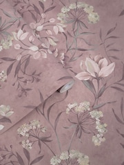 Laura Ashley Grape Blairmore Floral Print 10M Wallpaper - Image 1 of 4