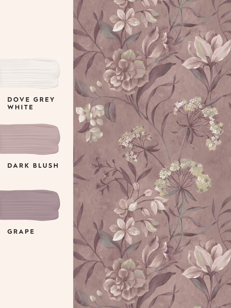 Laura Ashley Grape Blairmore Floral Print 10M Wallpaper - Image 4 of 4