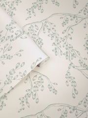 Laura Ashley Sage Rainham Willow 10M Wallpaper - Image 1 of 4