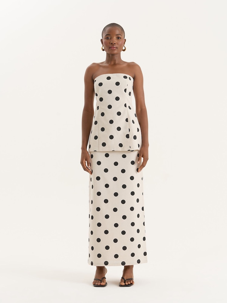 4th & Reckless Cream Polka Dot Printed Linen Blend Corset - Image 1 of 5