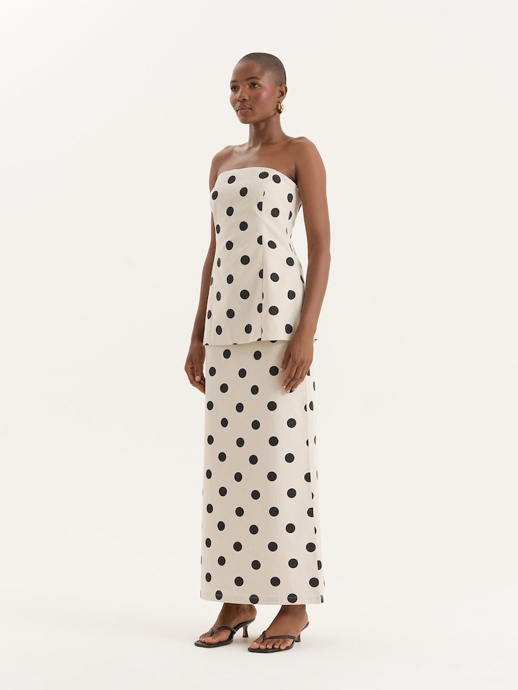 4th & Reckless Cream Polka Dot Printed Linen Blend Corset - Image 2 of 5