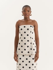 4th & Reckless Cream Polka Dot Printed Linen Blend Corset - Image 4 of 5