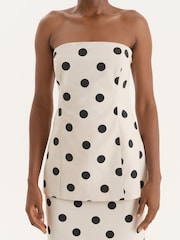 4th & Reckless Cream Polka Dot Printed Linen Blend Corset - Image 5 of 5