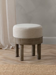 Yard Ecru Ebbett Wooden Footstool - Image 1 of 4