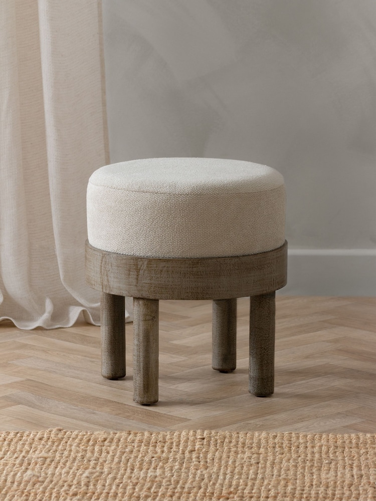 Yard Ecru Ebbett Wooden Footstool - Image 1 of 4