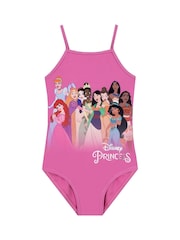 Character Pink Disney Princess Ariel Moana Cinderella And Rapunzel Print Swimsuit - Image 1 of 8