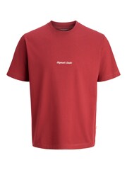 JACK & JONES Red Relaxed Fit Crew Neck T-Shirt - Image 1 of 1