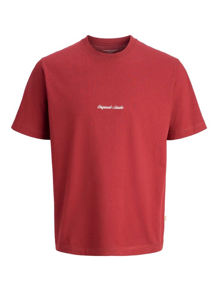 JACK & JONES Red Relaxed Fit Crew Neck T-Shirt - Image 1 of 1