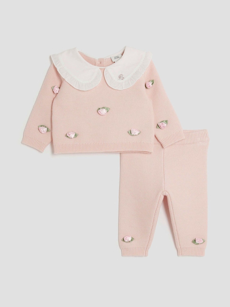 River Island Pink Baby Girls Rose Bud Jumper Set - Image 1 of 4 River Island Pink Baby Girls Rose Bud Jumper Set - Image 1 of 4