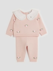 River Island Pink Baby Girls Rose Bud Jumper Set - Image 2 of 4