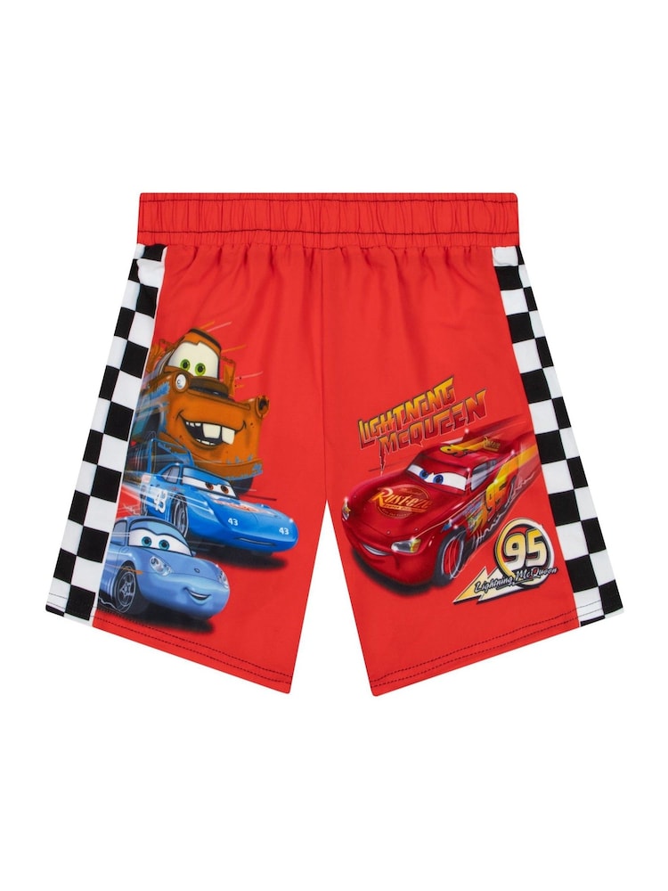 Character Red Disney Cars Lightning McQueen Print Swim Shorts - Image 1 of 9
