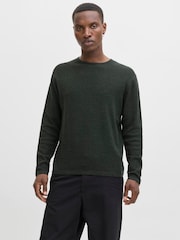 JACK & JONES Green Relaxed Fit Crew Neck Knitted Jumper - Image 1 of 7