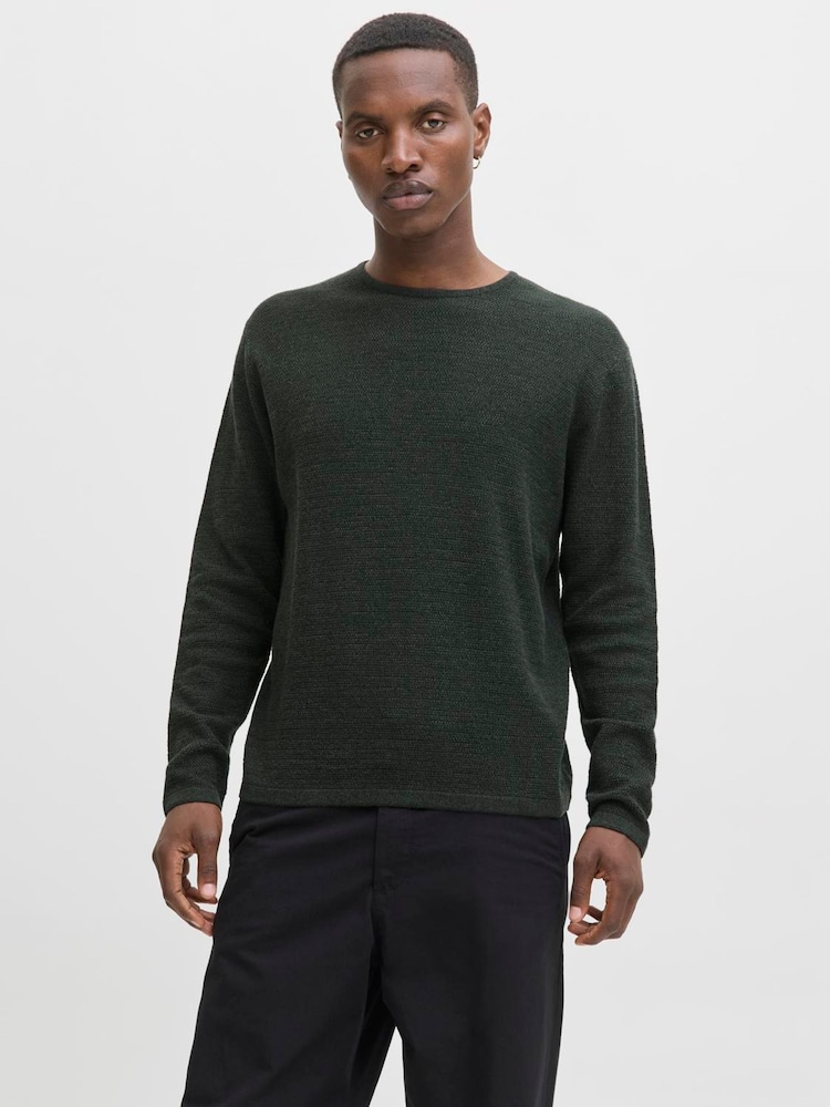 JACK & JONES Green Relaxed Fit Crew Neck Knitted Jumper - Image 1 of 7