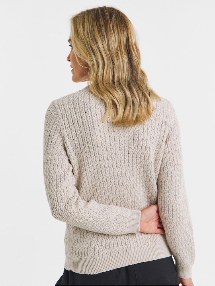JD Williams Natural Heavyweight Cable Cardigan - Image 2 of 4