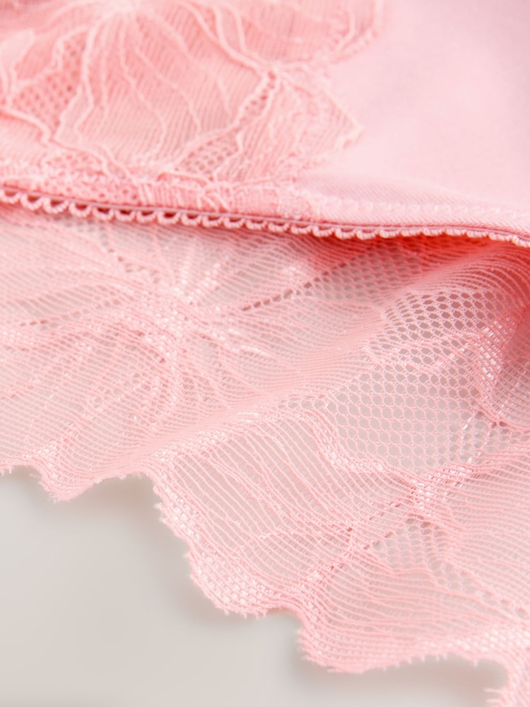 Peach Pink High Leg Modal & Lace Knickers 5 Pack - Image 12 of 12