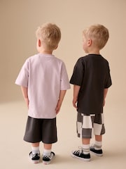 Uling na Kulay Abo/Lila - Short Sleeve T-Shirt at Shorts Set 2 Pack (3mths-7yrs) - Larawan 2 ng 4