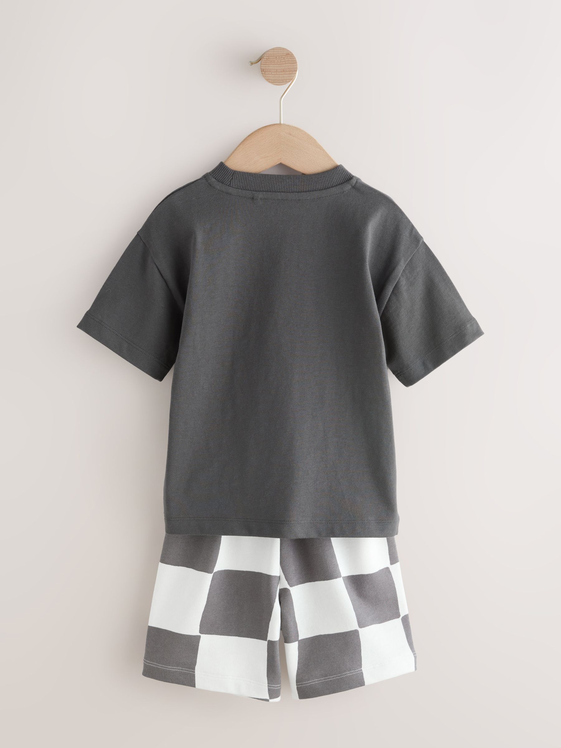 Buy Charcoal Grey/Lilac Short Sleeve T-Shirt and Shorts Set 2 Pack